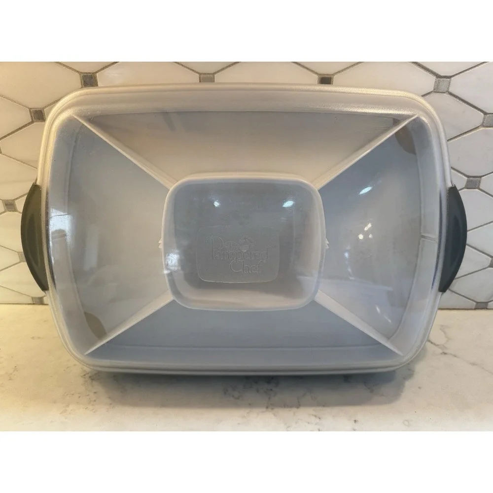 Pampered Chef Chillzanne Rectangle Server with Lid 2781 Deviled Egg /Veggie Tray